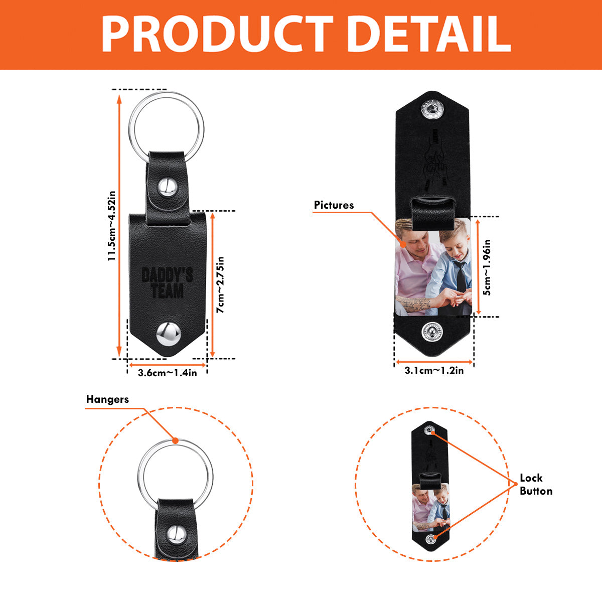 Daddy's Team - Personalized Father Photo Album Keychain