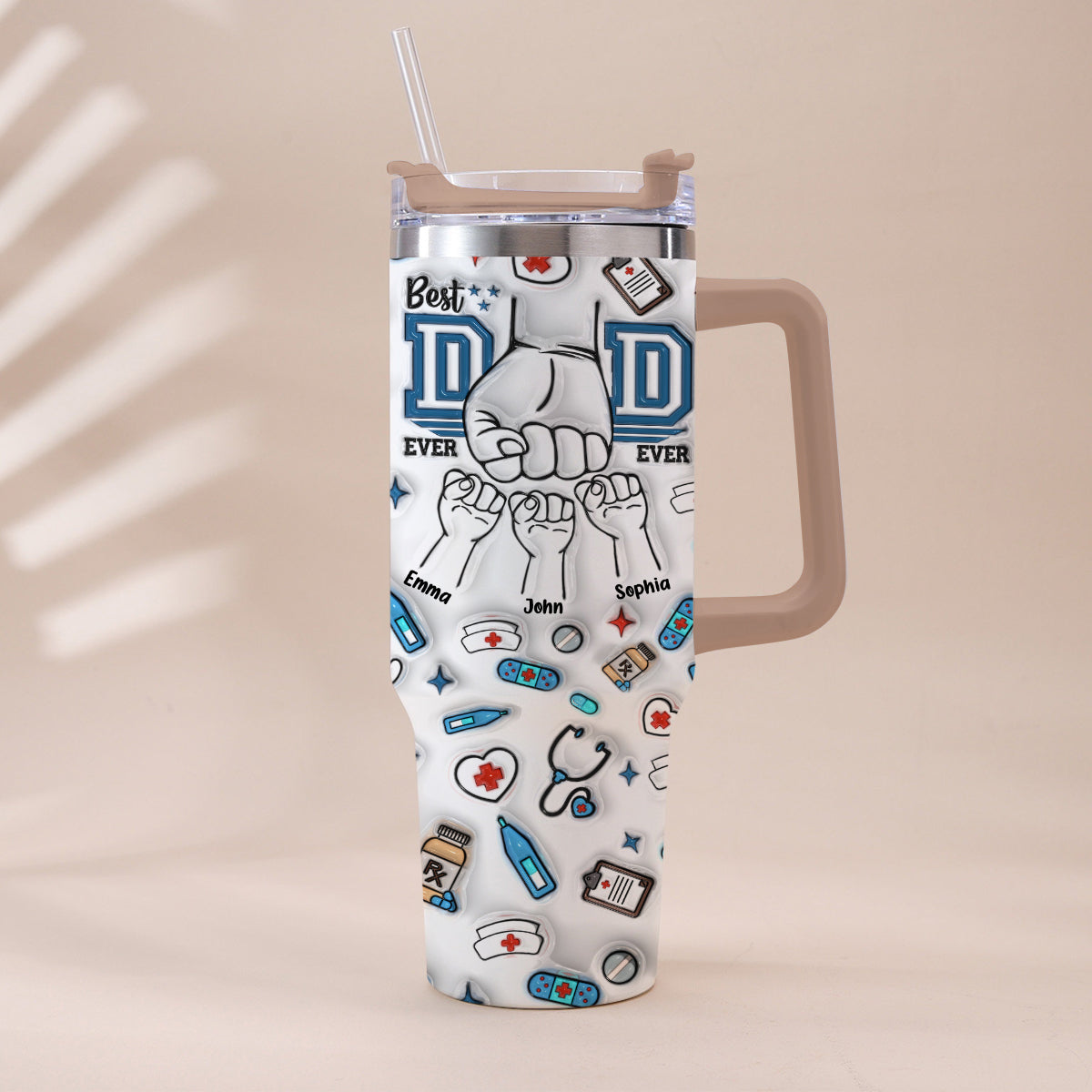Best Dad Ever - Personalized Father Tumbler With Handle