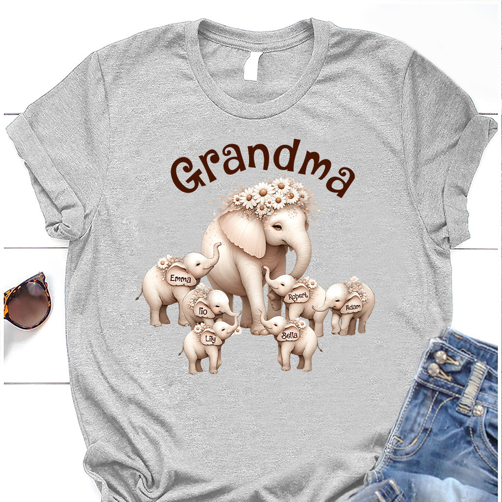 T-shirt et sweat à capuche personnalisés « Éléphant mignon » pour grand-mère