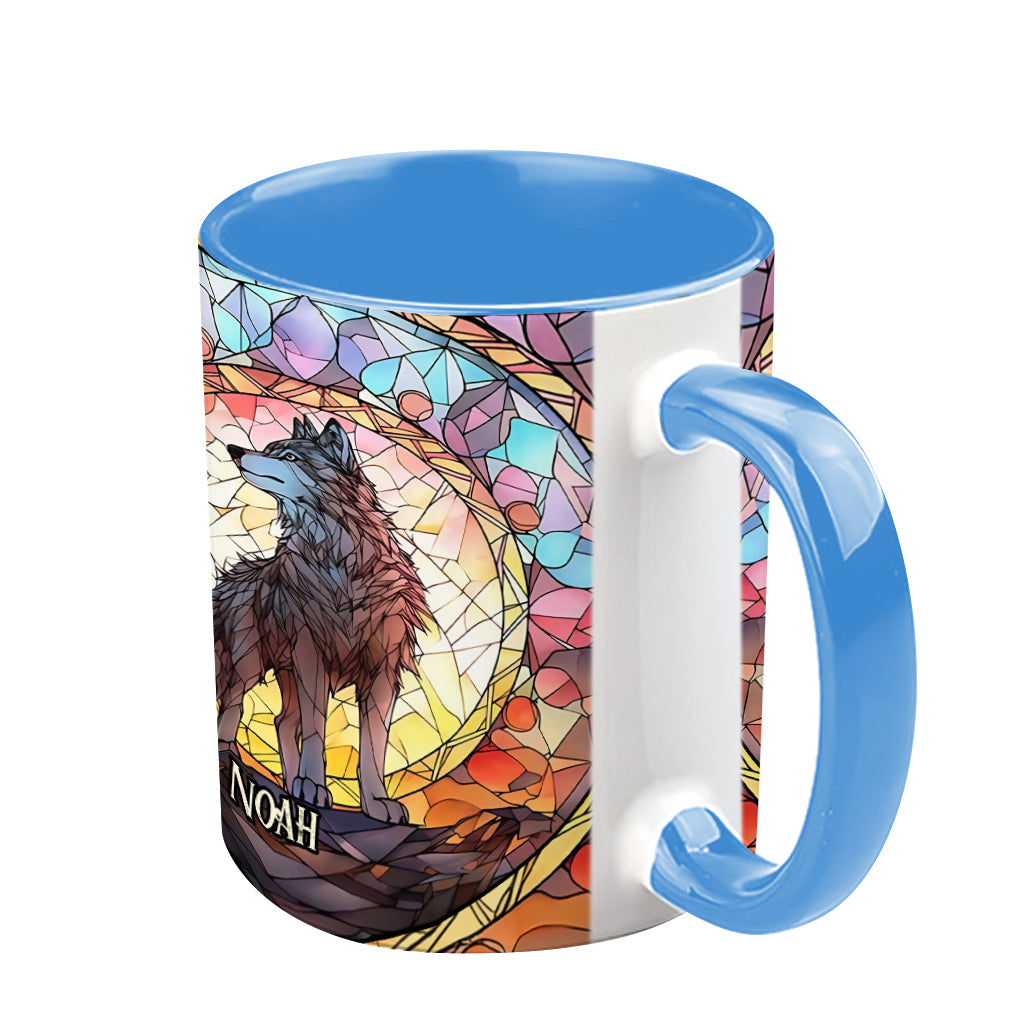Wilder Geist – Personalisierte Tasse mit Wolfsmotiv