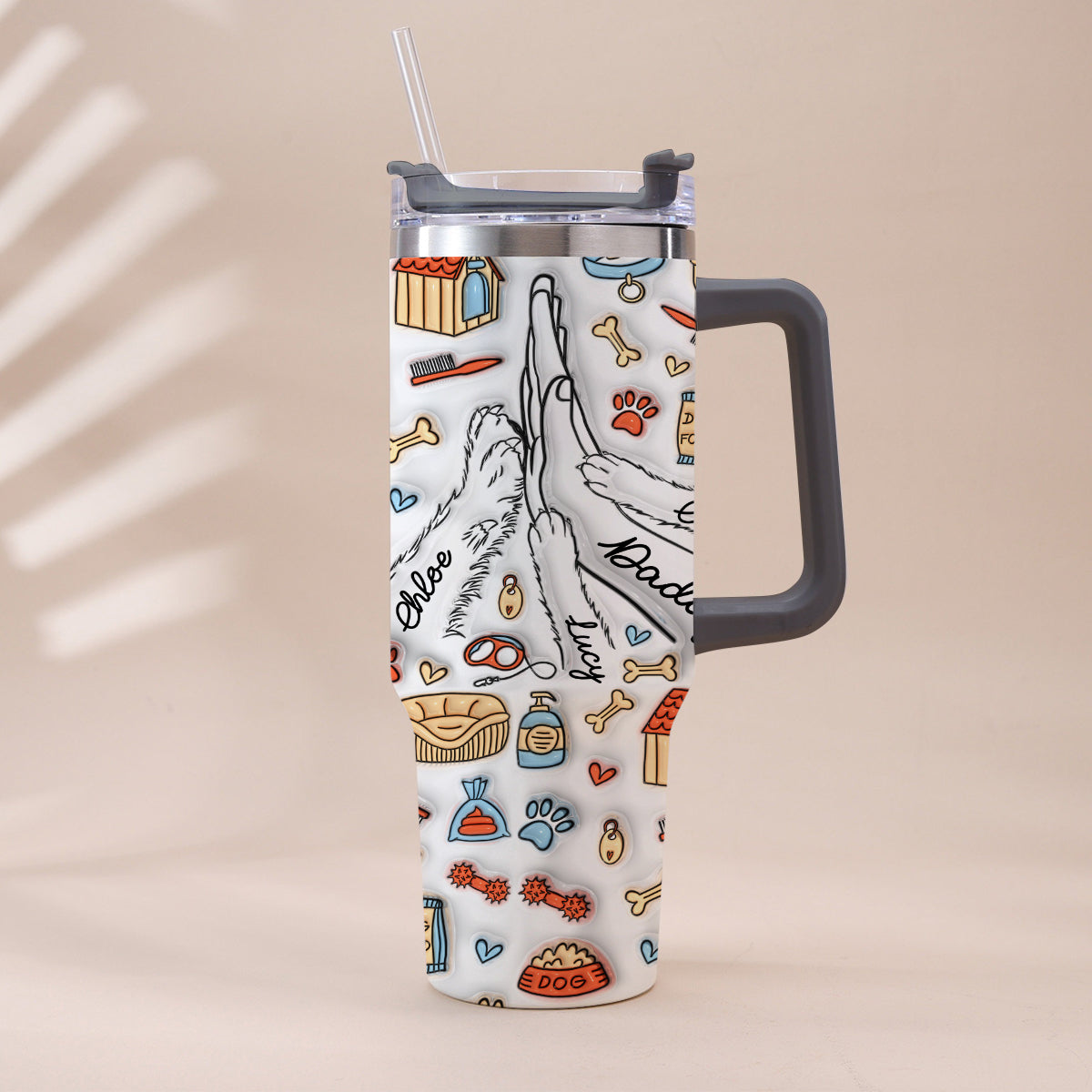 Best Dog Dad Ever - Personalized Father Tumbler With Handle