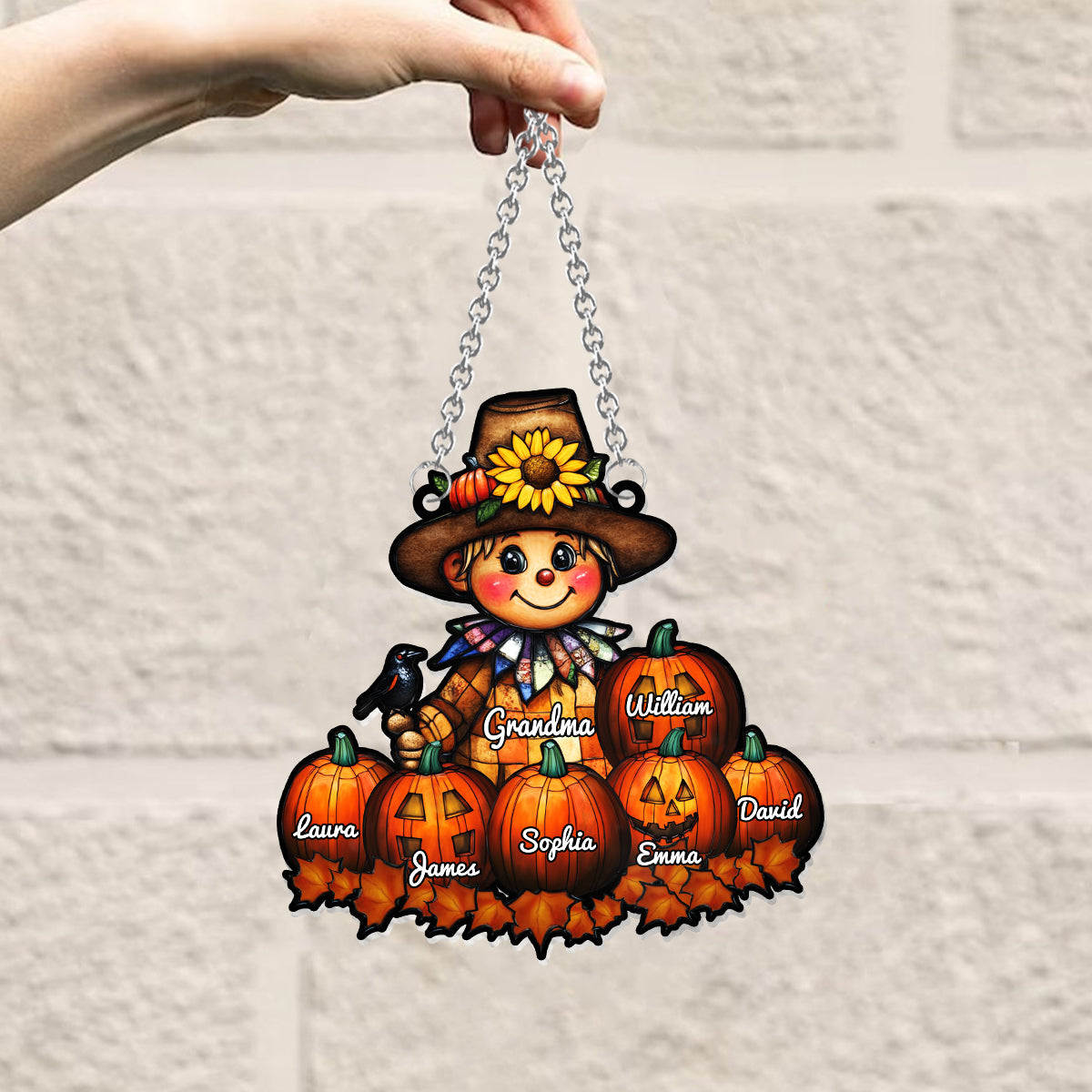 Grandma Fall - Personalized Grandma Window Hanging Suncatcher Ornament