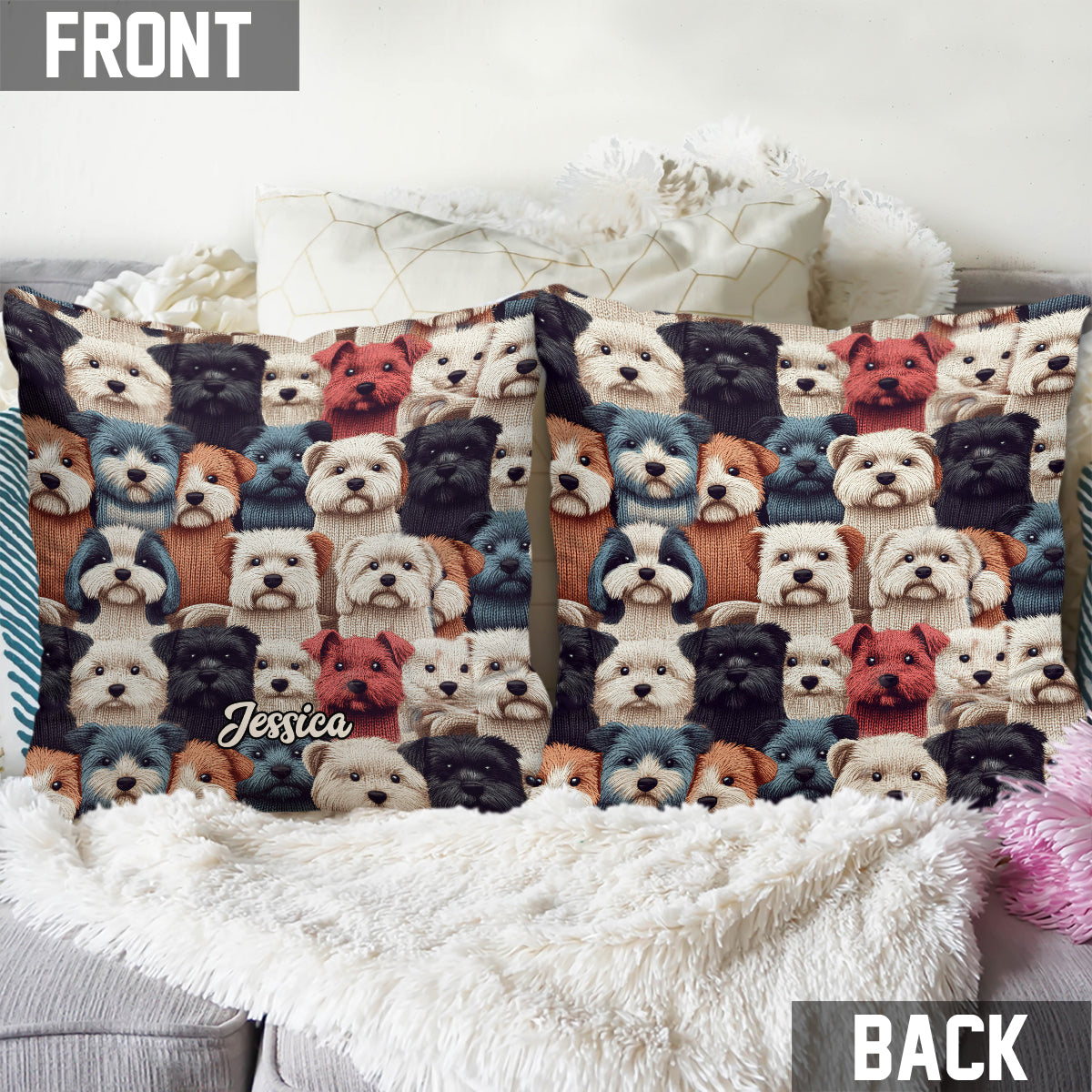 Coussin décoratif personnalisé à motif chien - Motif chien