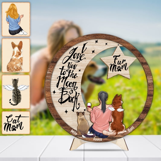 I Miss You I Know Love To The Moon And Back - Personalized Dog 2 Layered Wood Sign / Wood Plaque