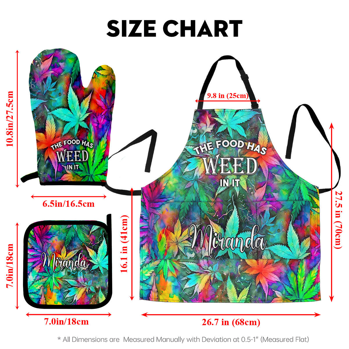 The Food Has Weed In It - Personalized Weed Apron, Oven Mitts & Pot Holder