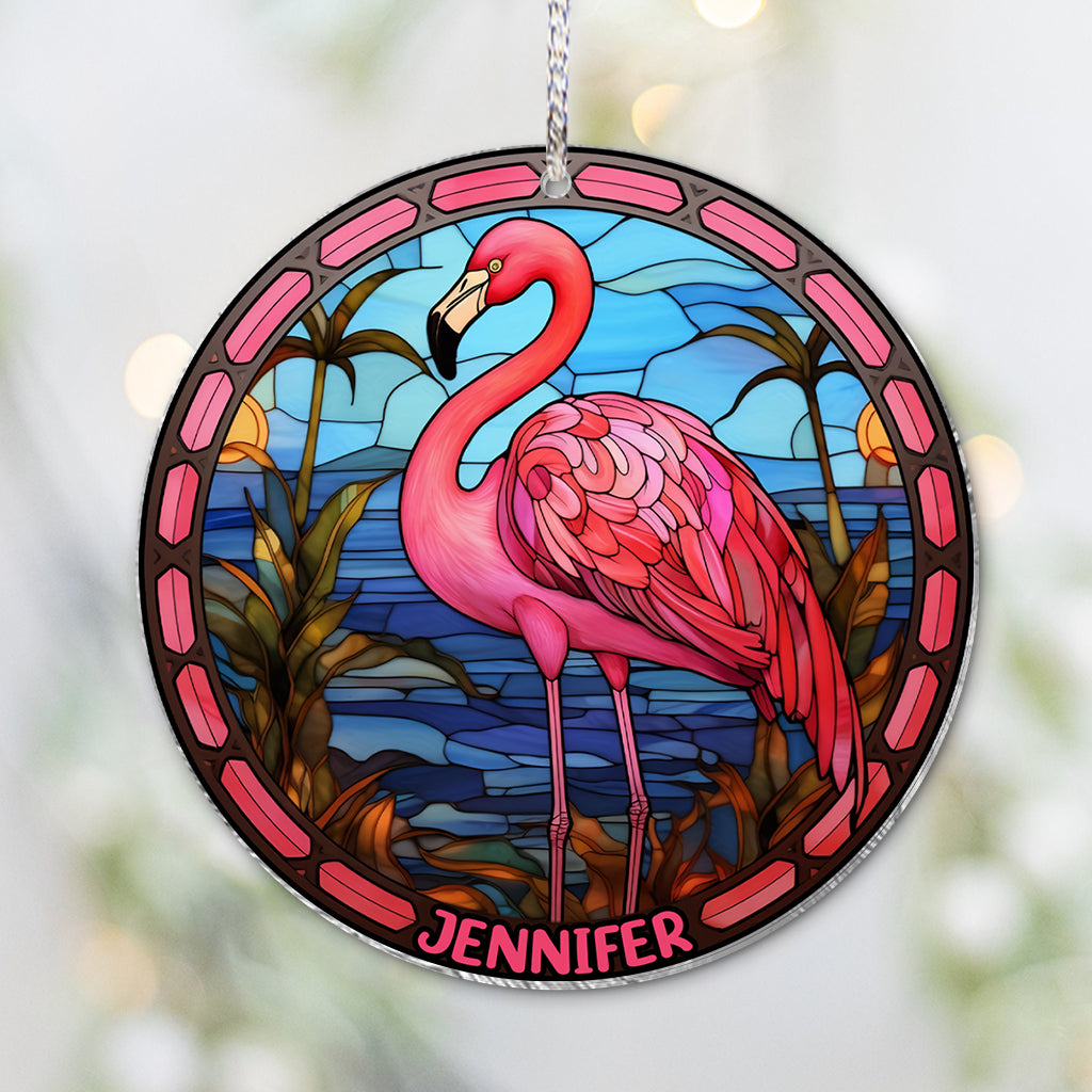 Flamants roses - Ornement transparent personnalisé Flamant rose