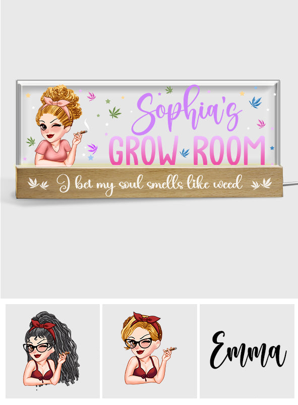 Plaque pour salle de culture - Veilleuse LED personnalisée pour cannabis