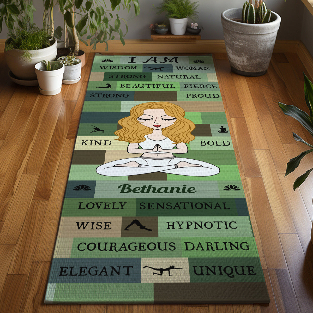 Yoga Girl I Am Bold Green - Tapis de yoga personnalisé