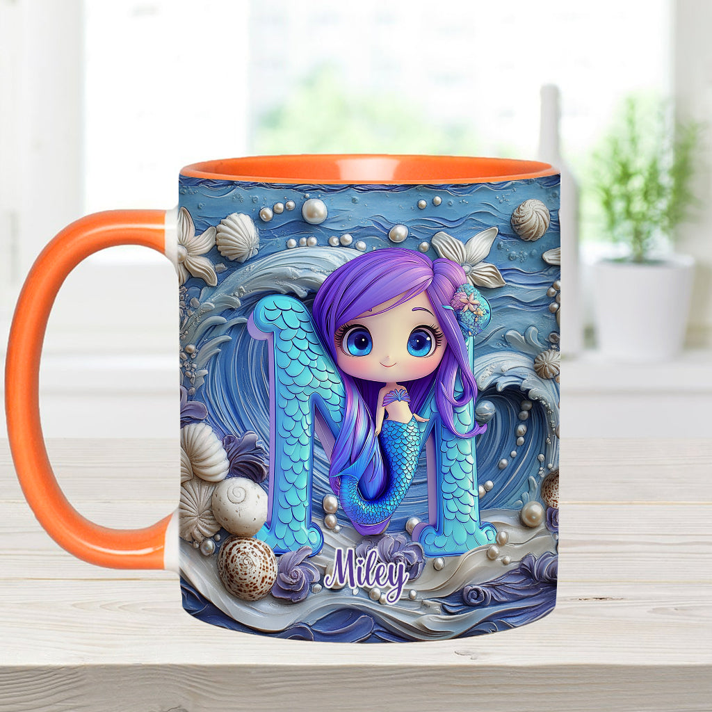 Beautiful Mermaid Letter - Personalized Kid Accent Mug