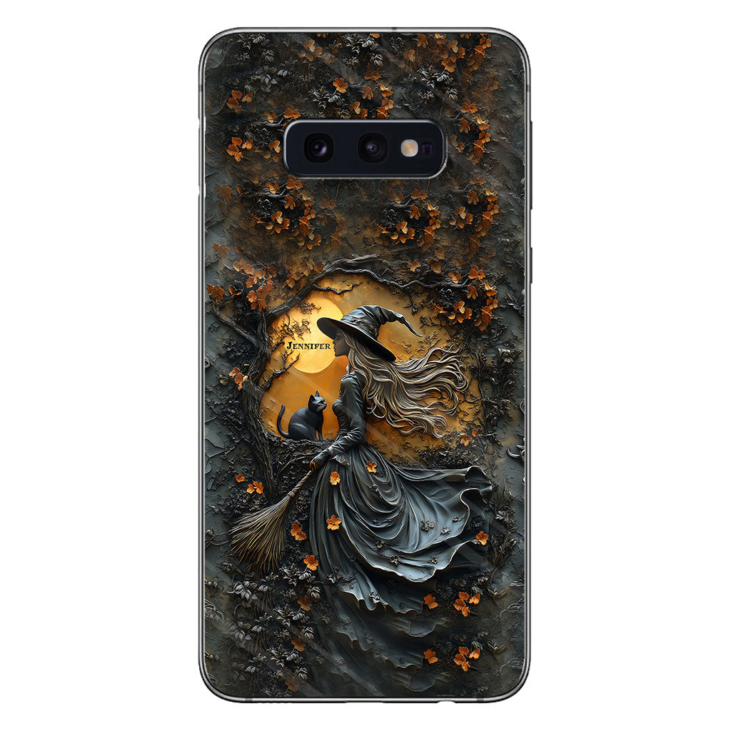 Beautiful Witch & Her Black Cat - Personalized Witch Phone Case