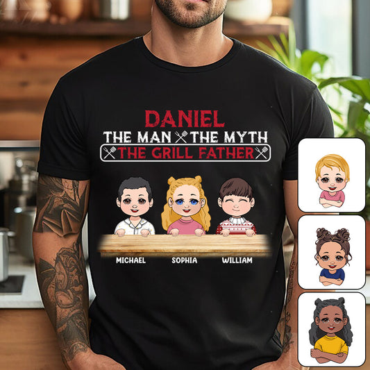 The Man The Myth The Grill Father - Personalized Father T-shirt And Hoodie