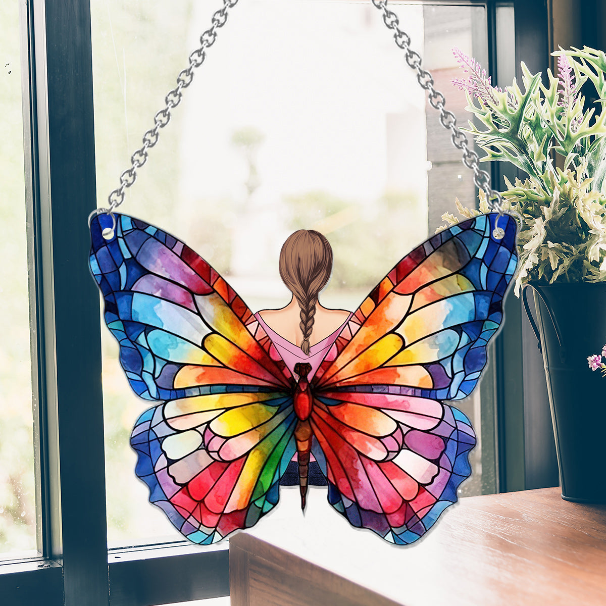 Butterly Girl - Personalized Butterfly Window Hanging Suncatcher Ornament