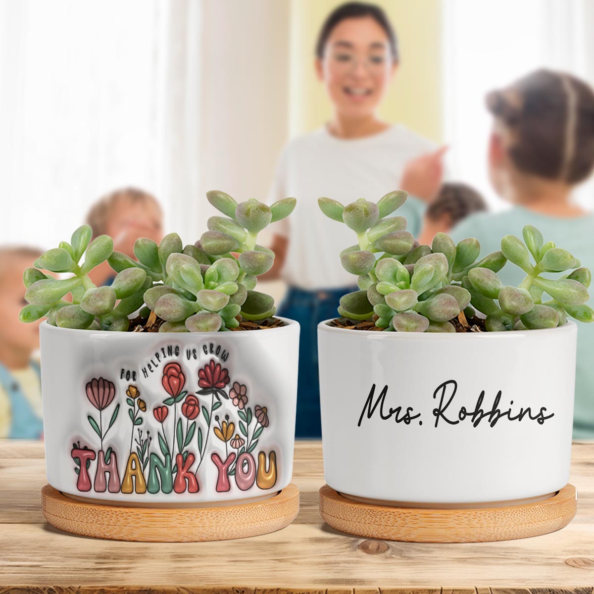 Thank You For Helping Us Grow - Personalized Teacher Ceramic Plant Pot