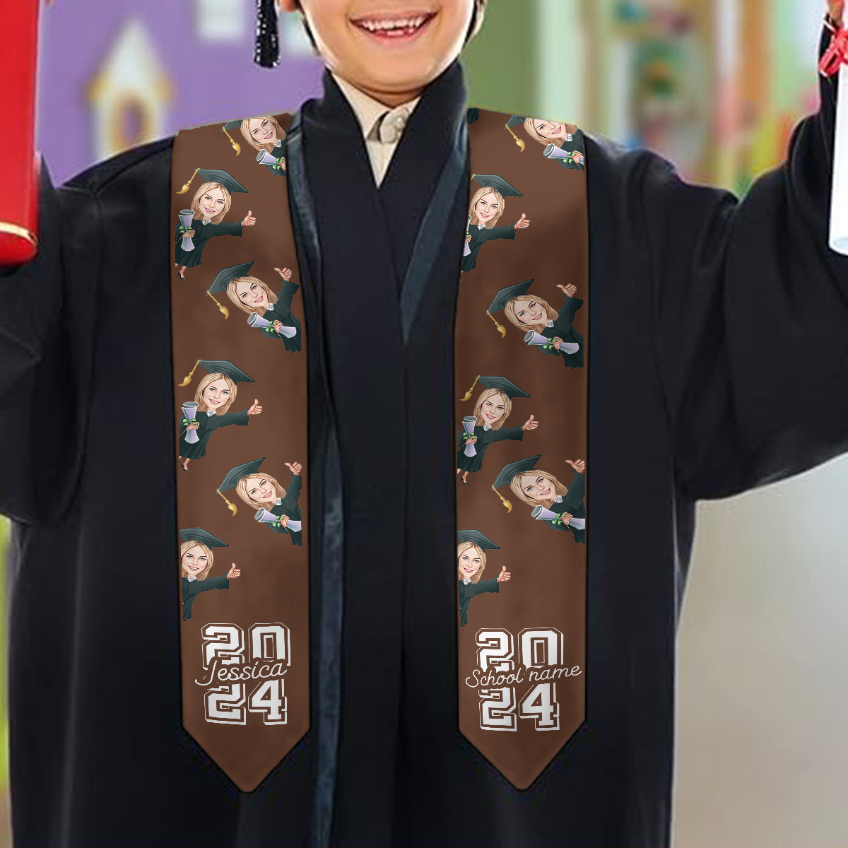Caricature Funny Character - Personalized Graduation Graduation Stole