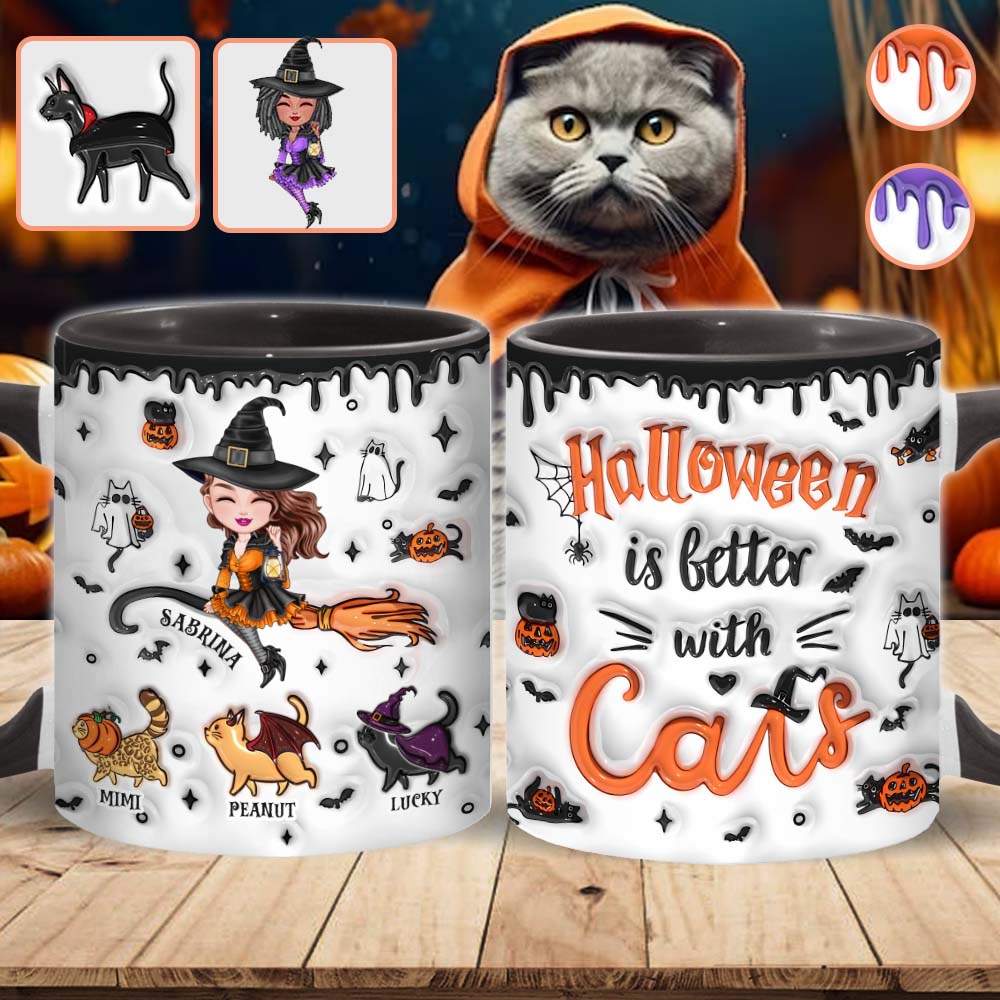 Halloween Is Better With A Cat - Personalized Cat Accent Mug