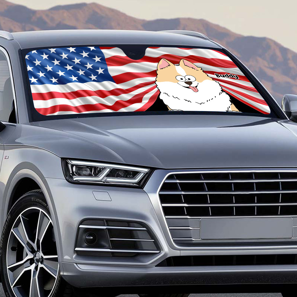 Funny Dog 4th Of July - Personalized Dog Car Sunshade