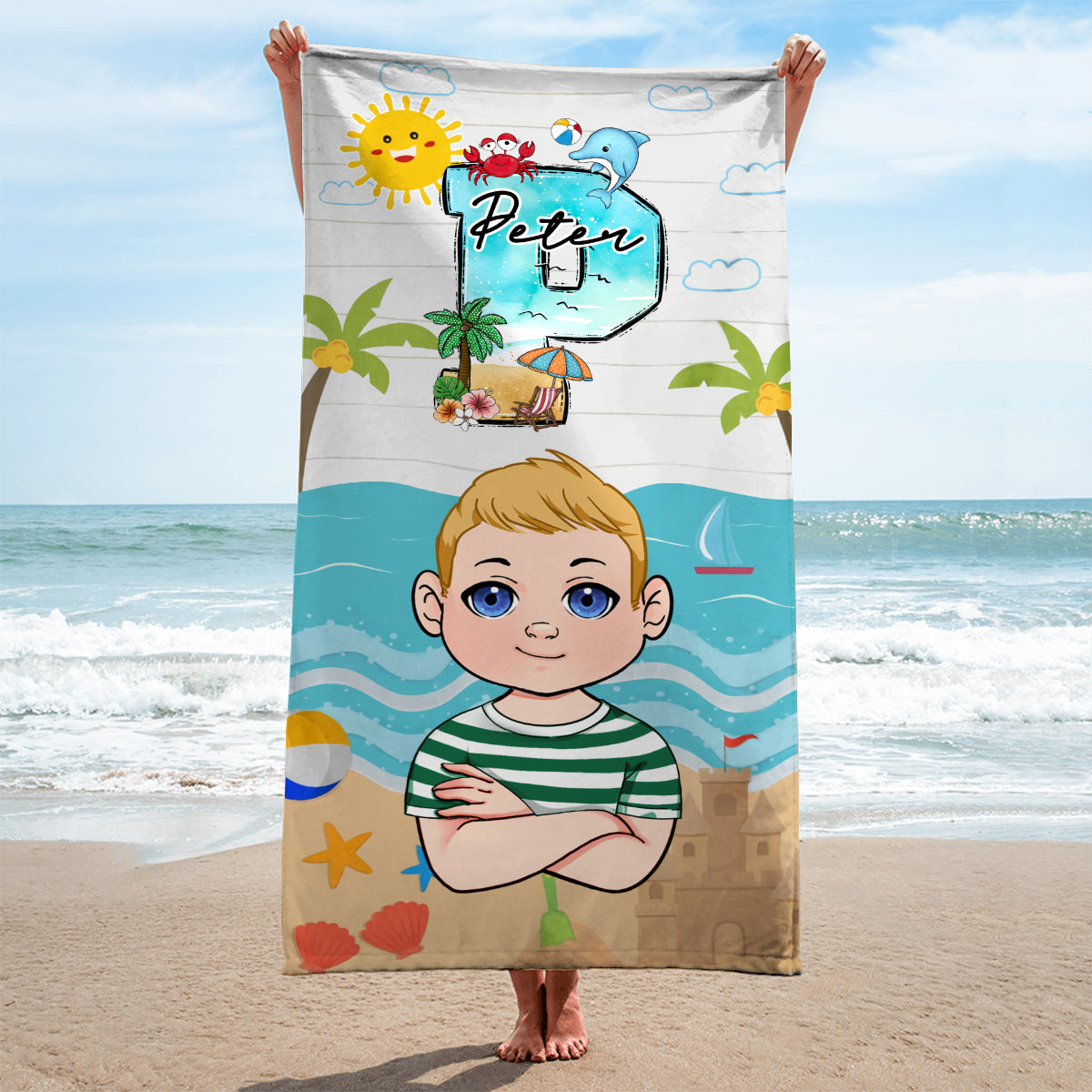 Kid On The Beach - Personalized Kid Beach Towel
