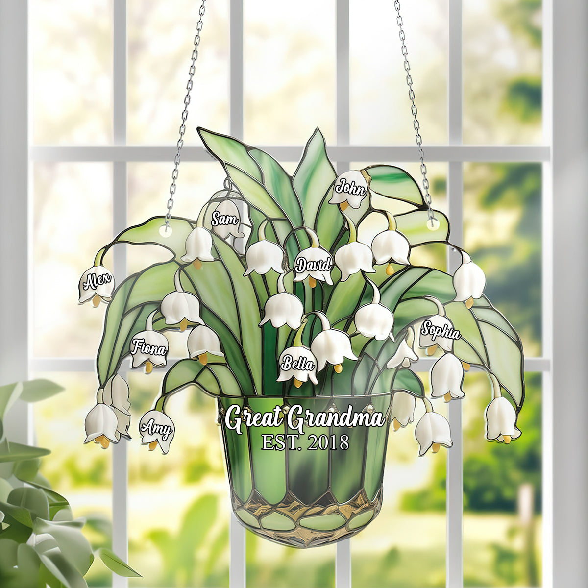 Maiglöckchen-Oma-Oma-Oma-Fensterhänger-Sonnenfänger-Ornament 