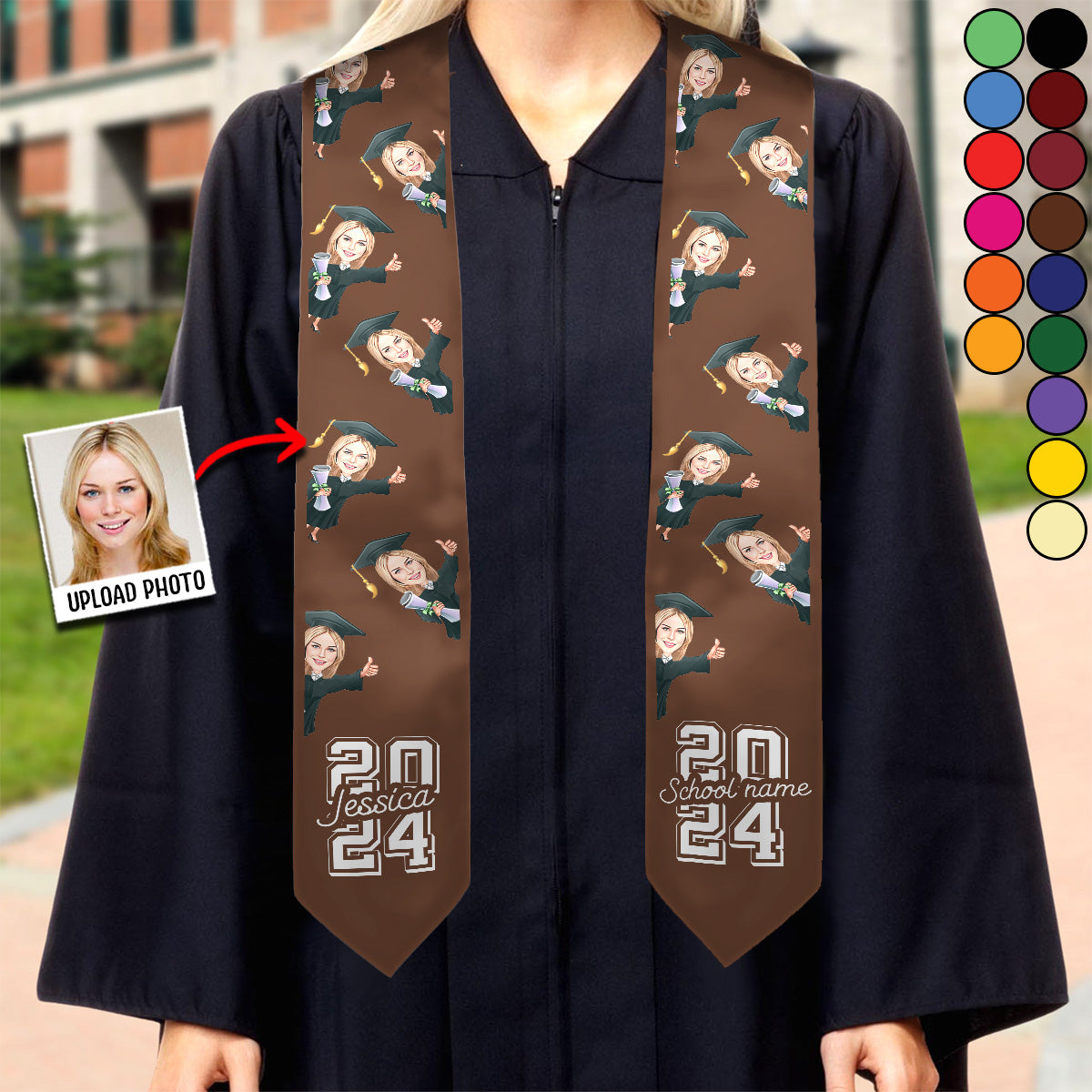 Caricature Funny Character - Personalized Graduation Graduation Stole