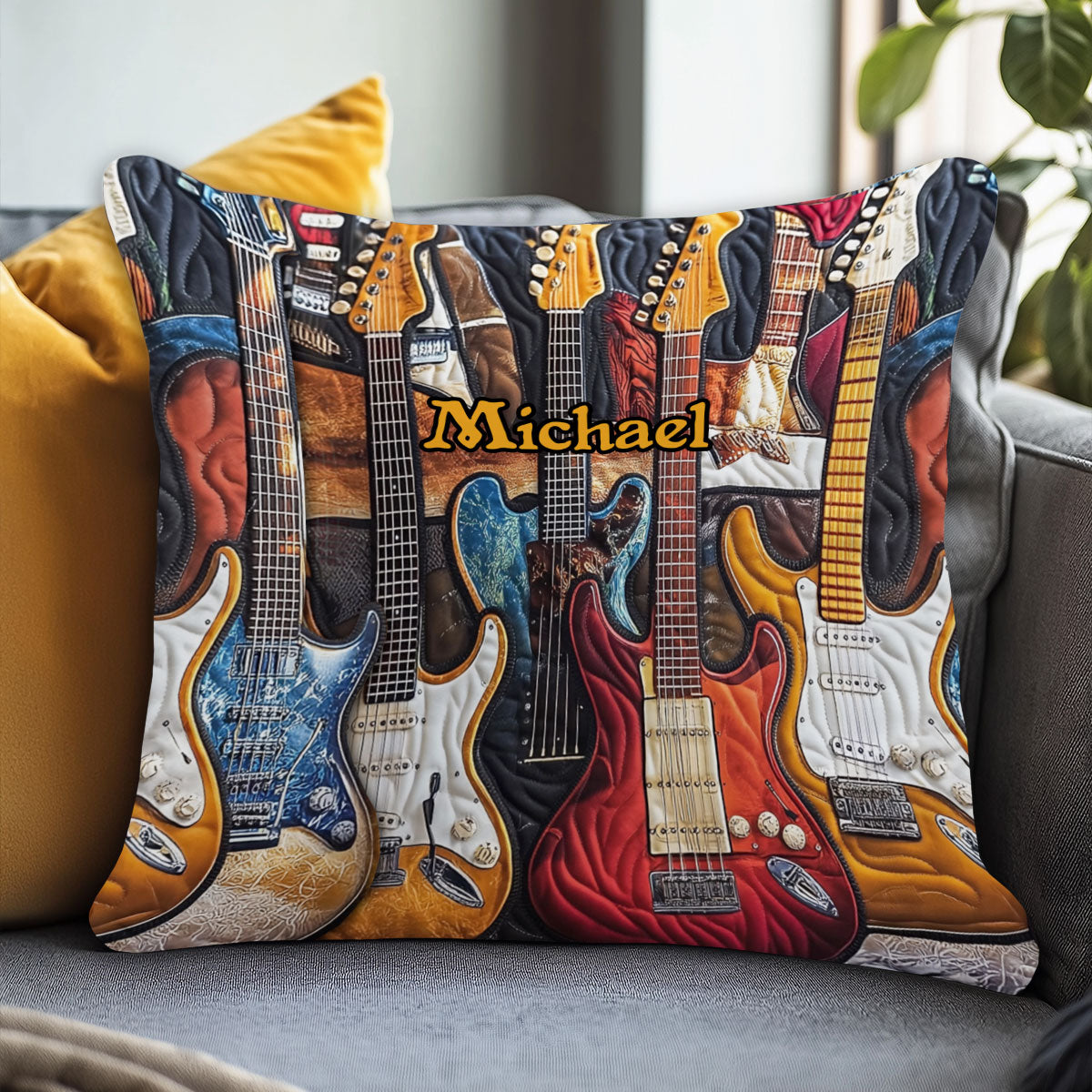 Beautiful Guitars - Personalized Guitar Throw Pillow