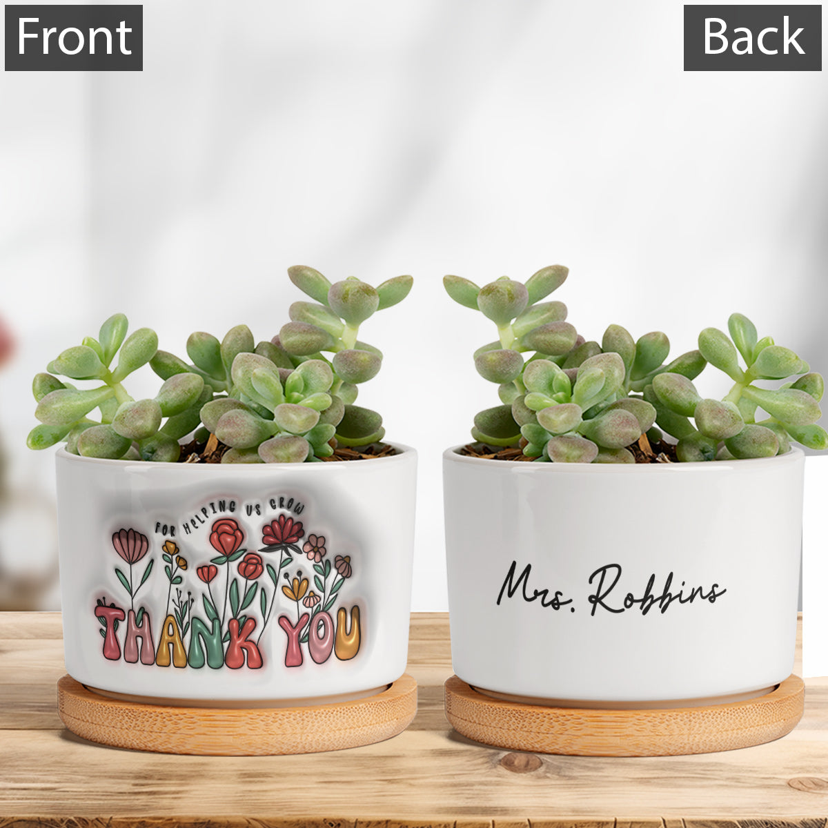 Thank You For Helping Us Grow - Personalized Teacher Ceramic Plant Pot
