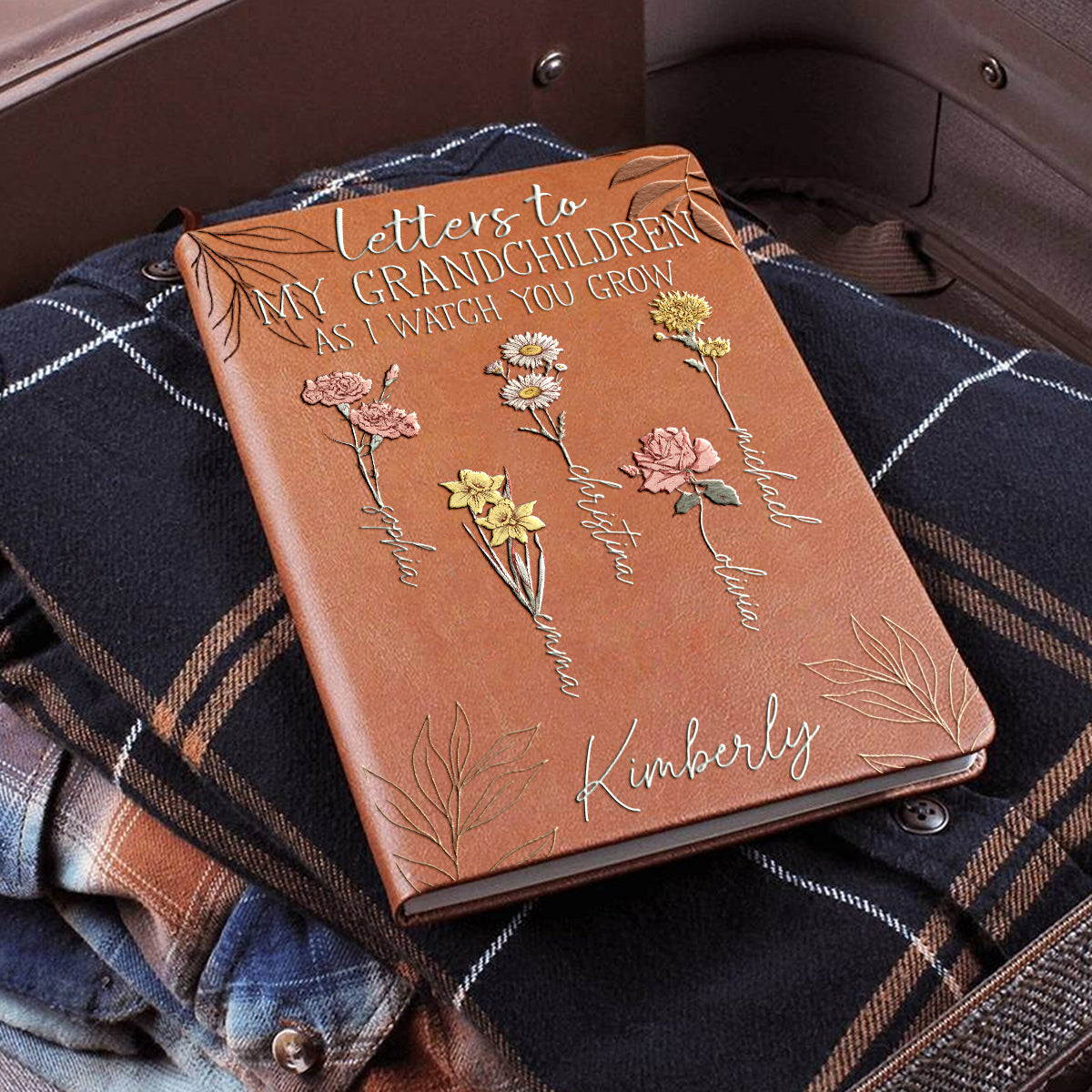 First Mom Now Grandma Letters To My Grandchildren - Personalized Grandma Leather Journal