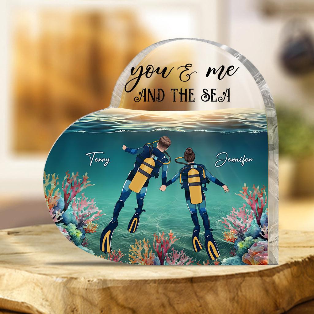 You And Me And The Sea - Personalized Scuba Diving Custom Shaped Acrylic Plaque