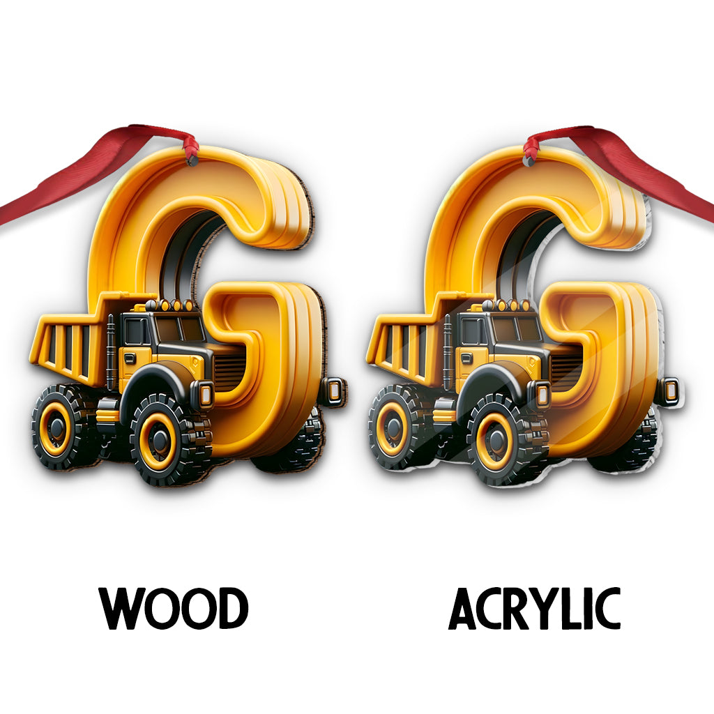 Construction Vehicles Letter Ornament - Personalized Kid Ornament