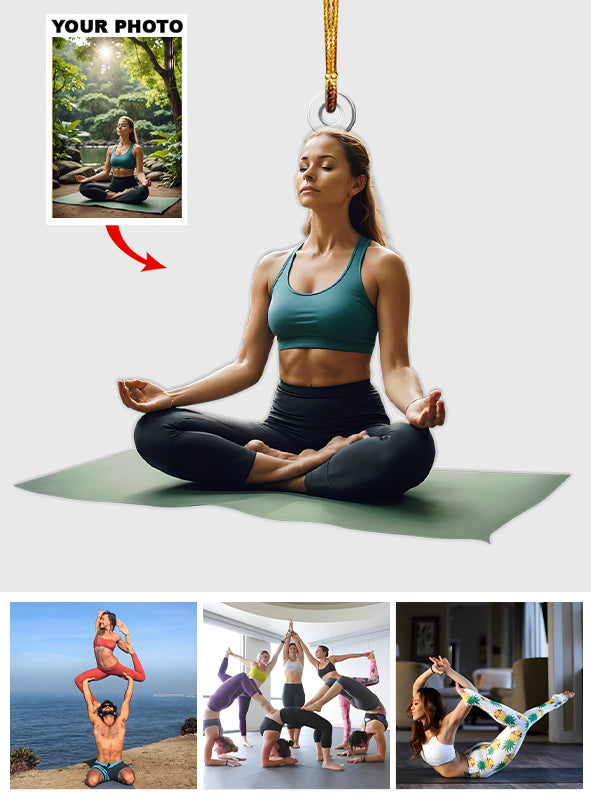 Ornement personnalisé avec photo - Ornement de yoga personnalisé en forme personnalisée