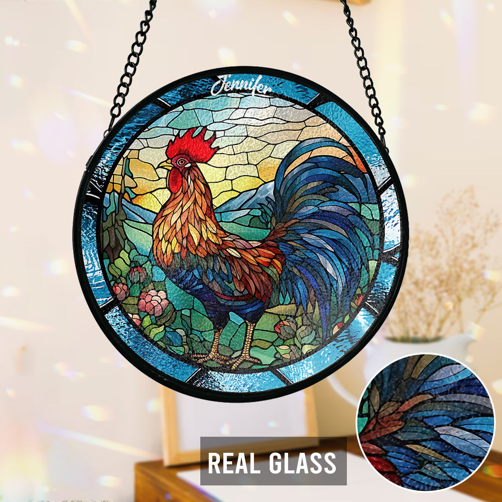 Love Chicken - Personalized Chicken Stained Glass Suncatcher
