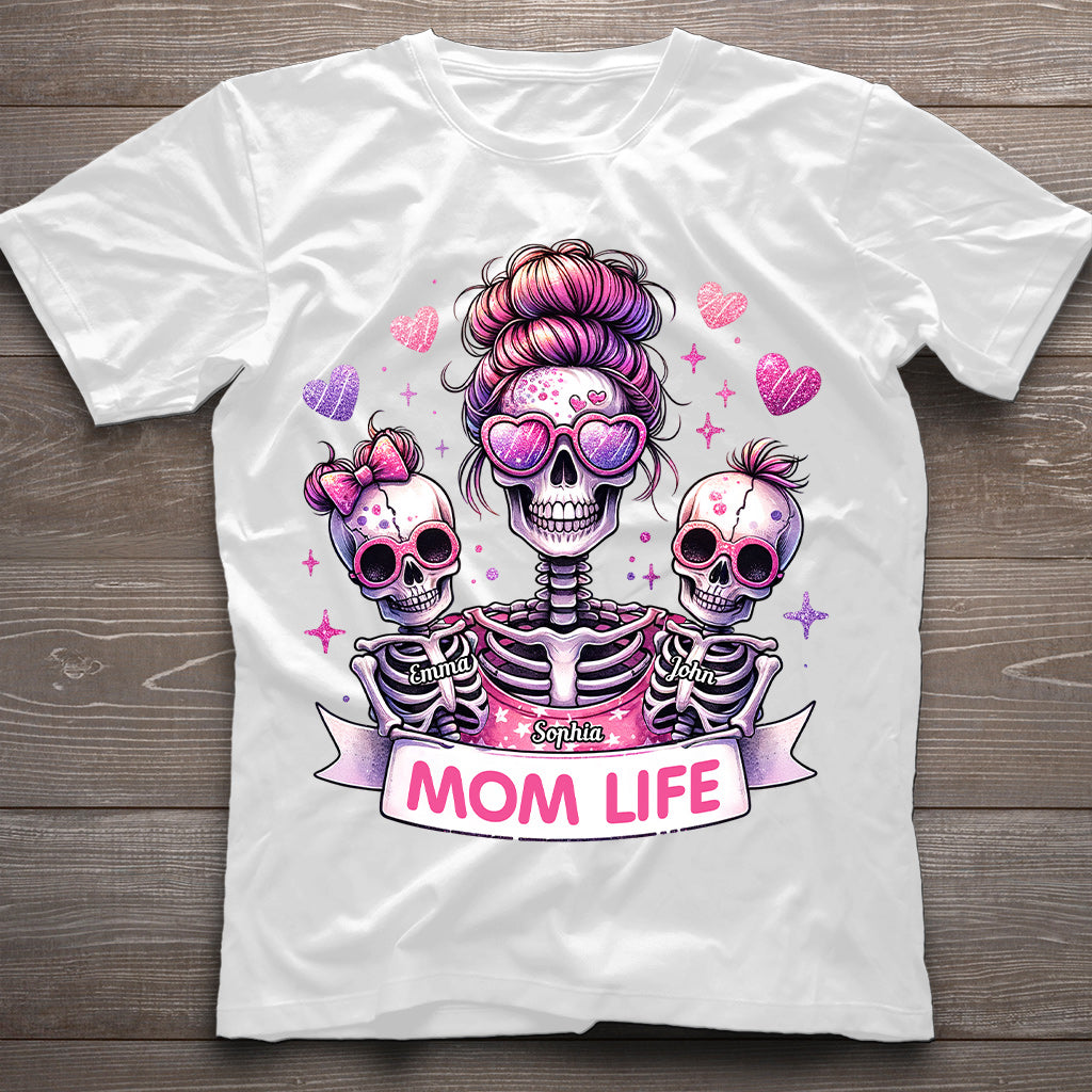 Mama-Leben – Personalisiertes Totenkopf-T-Shirt und Hoodie