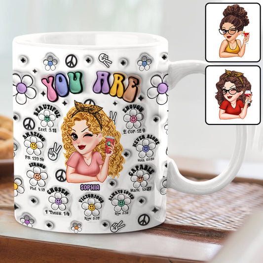You Are Beautiful Strong Victorious Enough - Personalized Hippie Mug