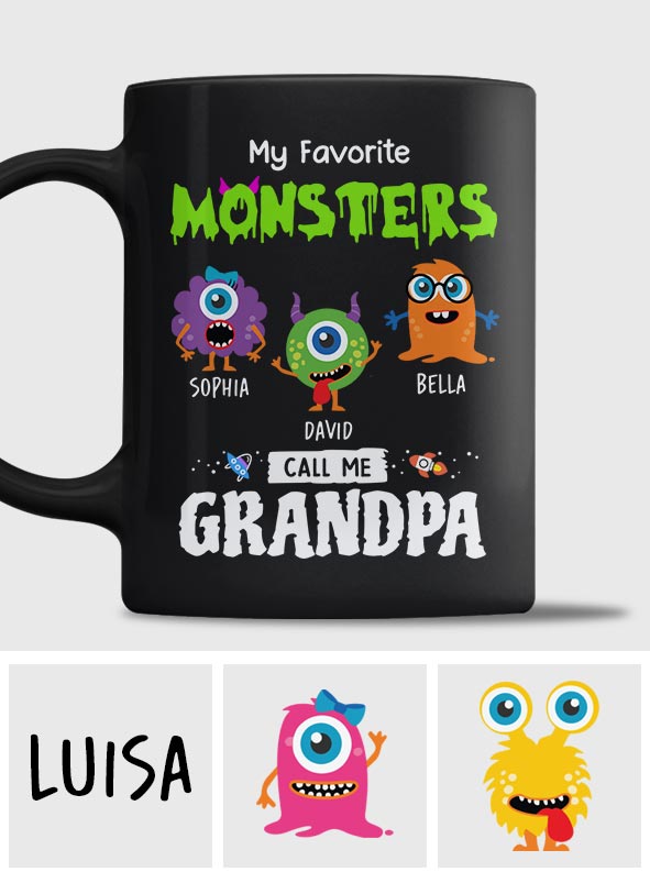 My Favorite Monsters Call Me Grandpa Papa - Personalized Grandpa Mug