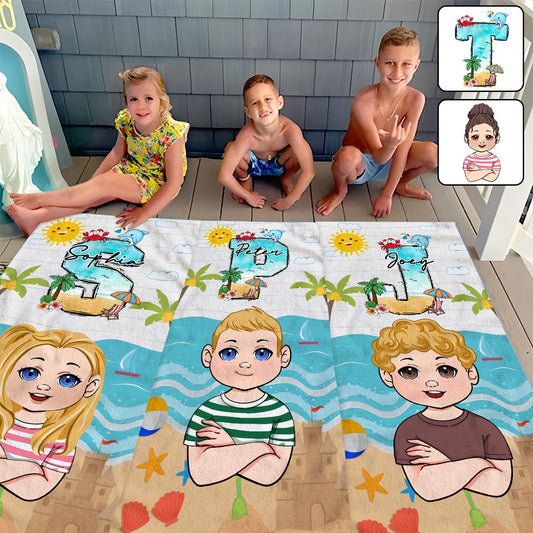 Kid On The Beach - Personalized Kid Beach Towel