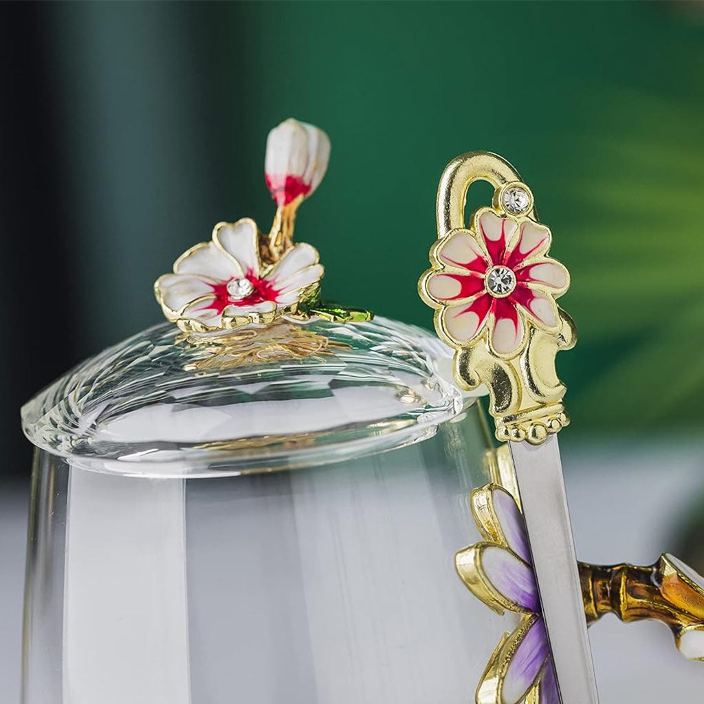 Best Mom Ever - Personalized Mother Flower Glass Tea Cup