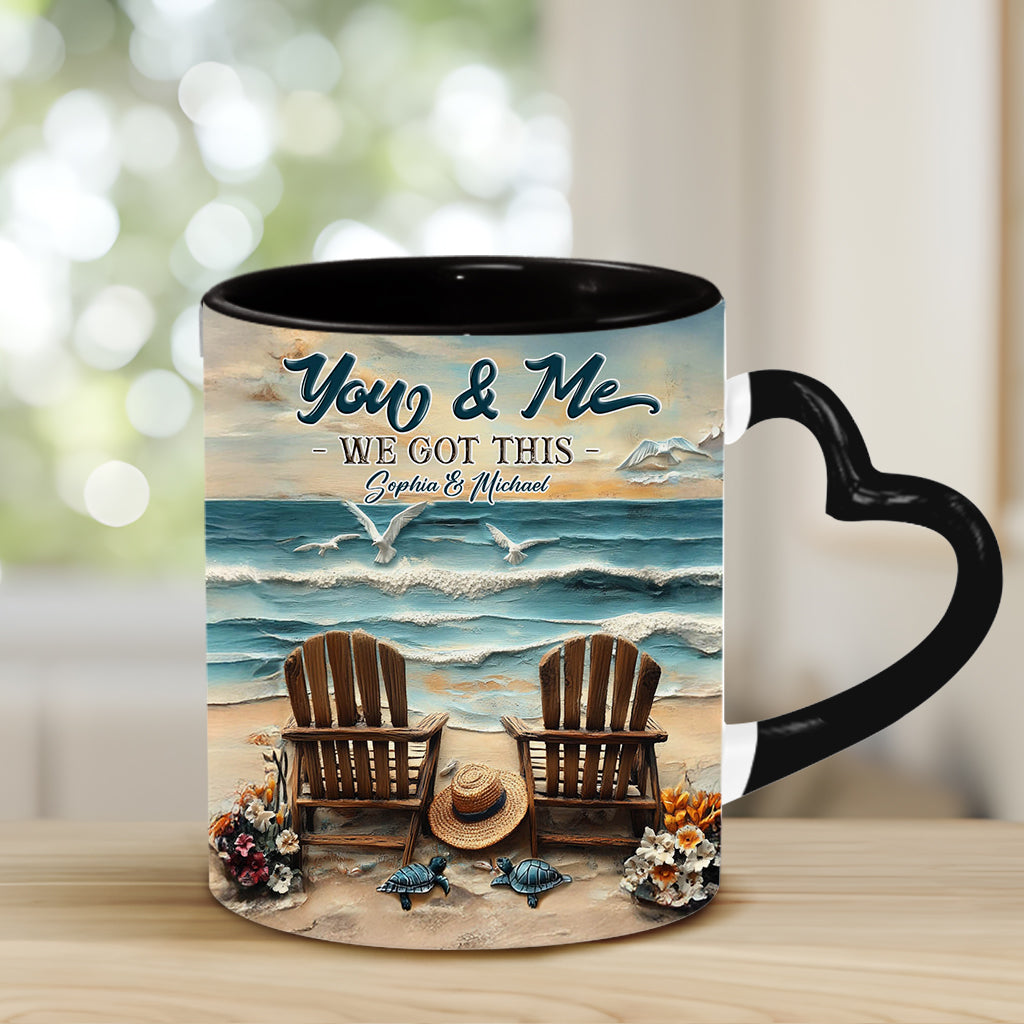 And So Together They Built A Life They Loved - Personalized Couple Heart Handle Mug