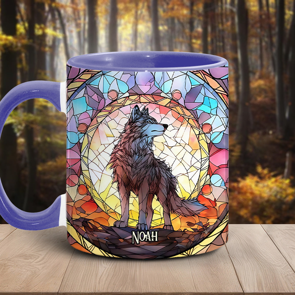 Wilder Geist – Personalisierte Tasse mit Wolfsmotiv