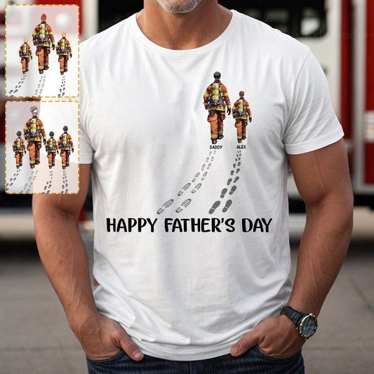 Happy Father's Day Firefighter Dad - Personalized Firefighter T-shirt And Hoodie