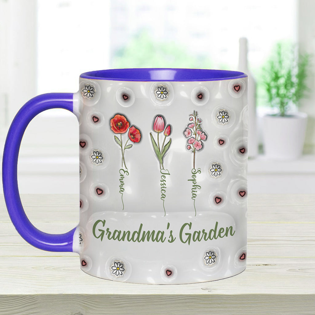 Birth Month Flowers Grandma's Garden - Personalized Grandma Accent Mug