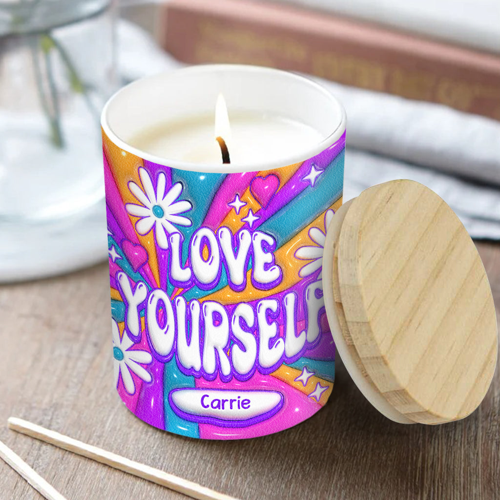 Love Yourself - Personalized Candle With Wooden Lid