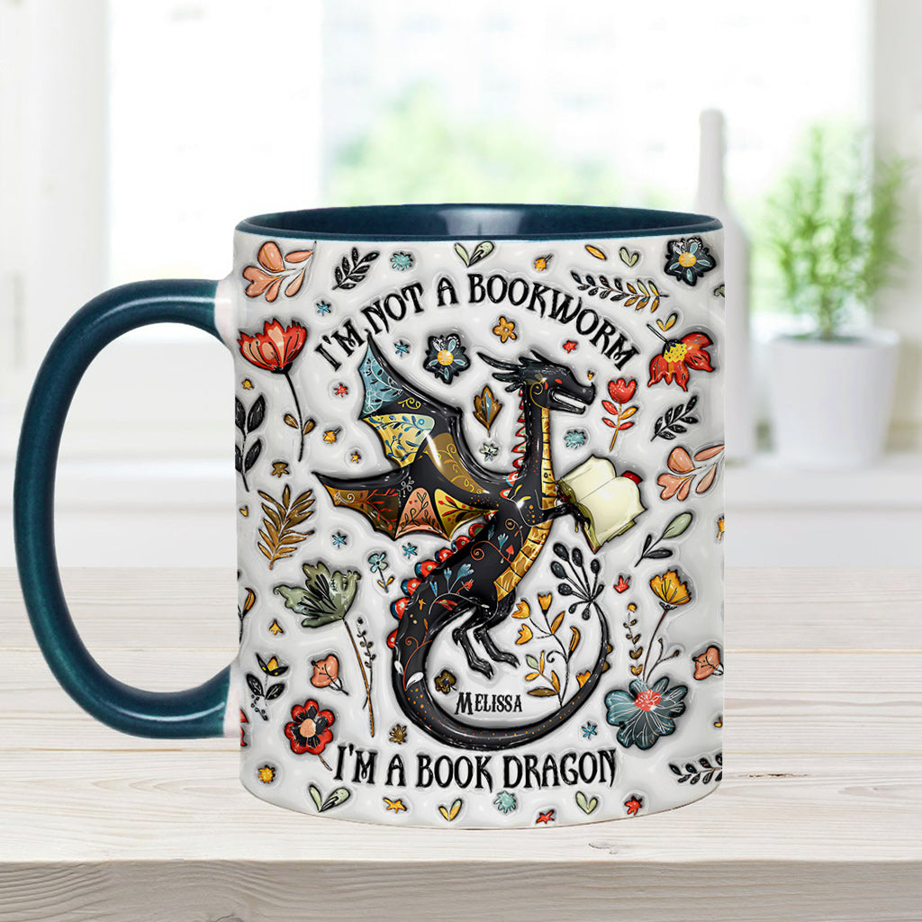 I'm Not A Book Worm I'm A Book Dragon - Personalized Book Accent Mug