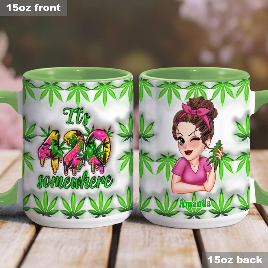 Irgendwo ist 420 – Personalisierte Tasse mit Cannabis-Motiv