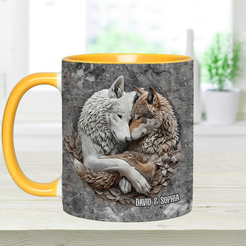 Wolfspaar – Personalisierte Tasse mit Wolfsmotiv