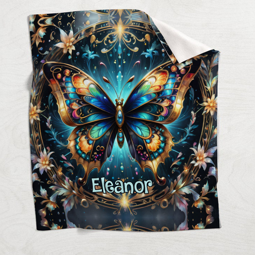 Stunning Gold Butterfly - Personalized Butterfly Blanket