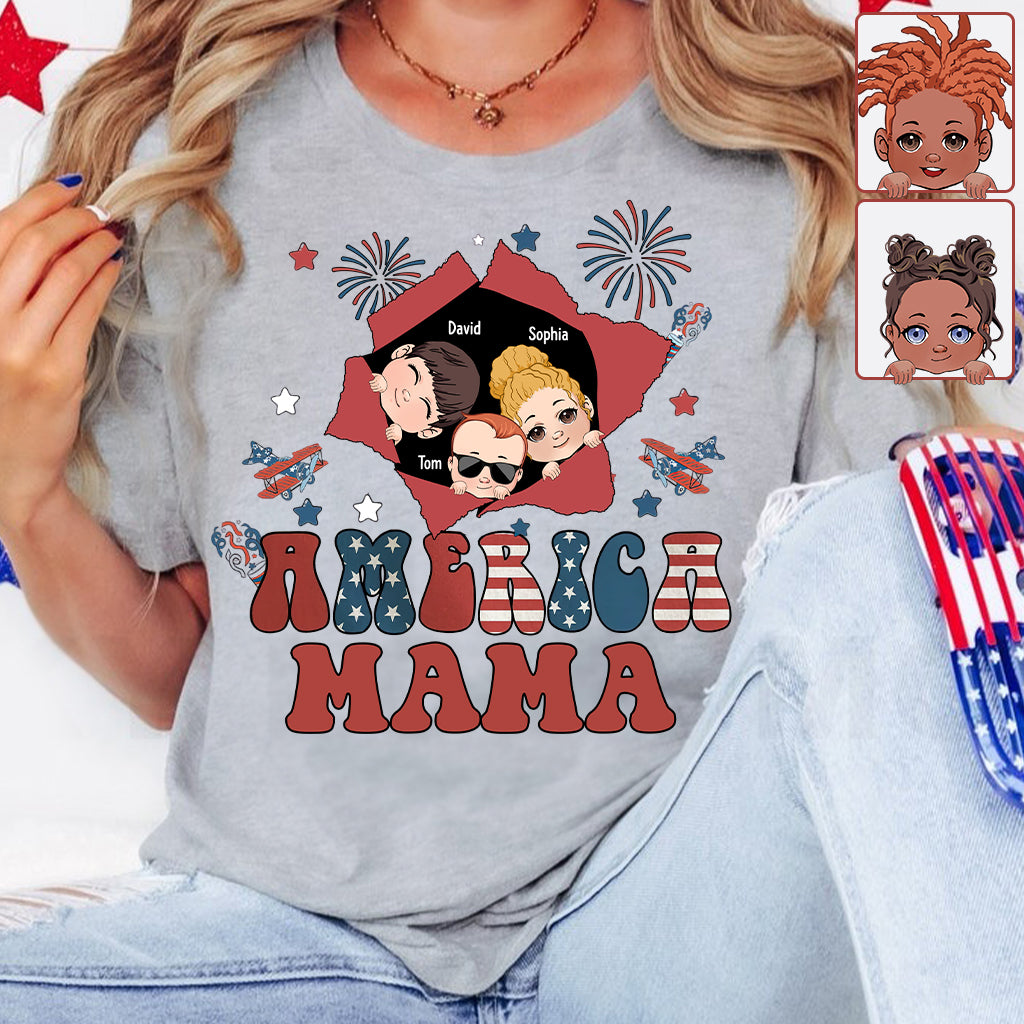 American Mama Any Title Vintage Retro Style - Personalized Mother T-shirt And Hoodie