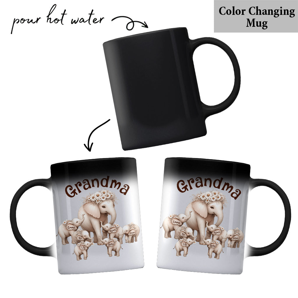 Mug personnalisé pour grand-mère avec un adorable éléphant