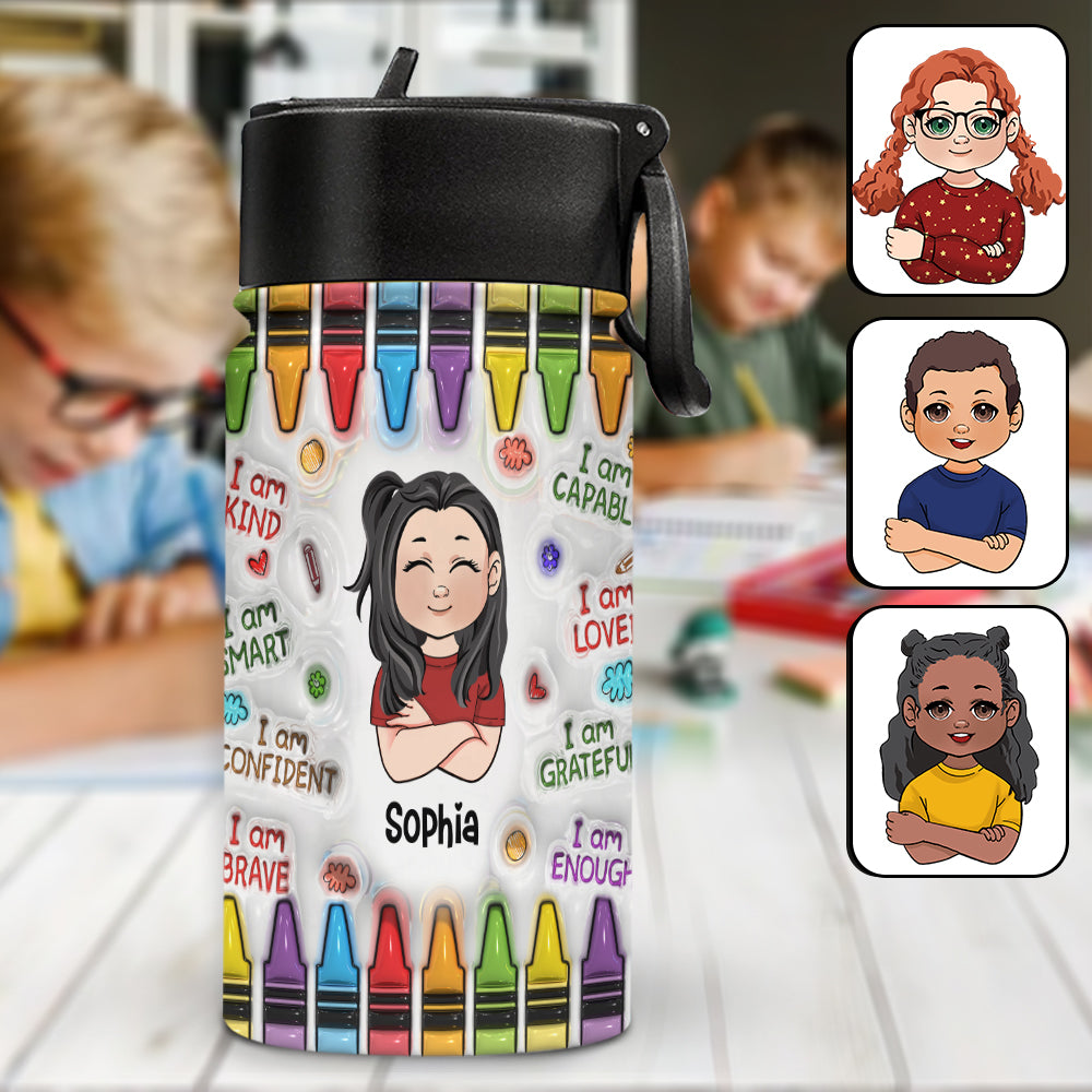 I Am Brave - Personalized Kid Kids Water Bottle