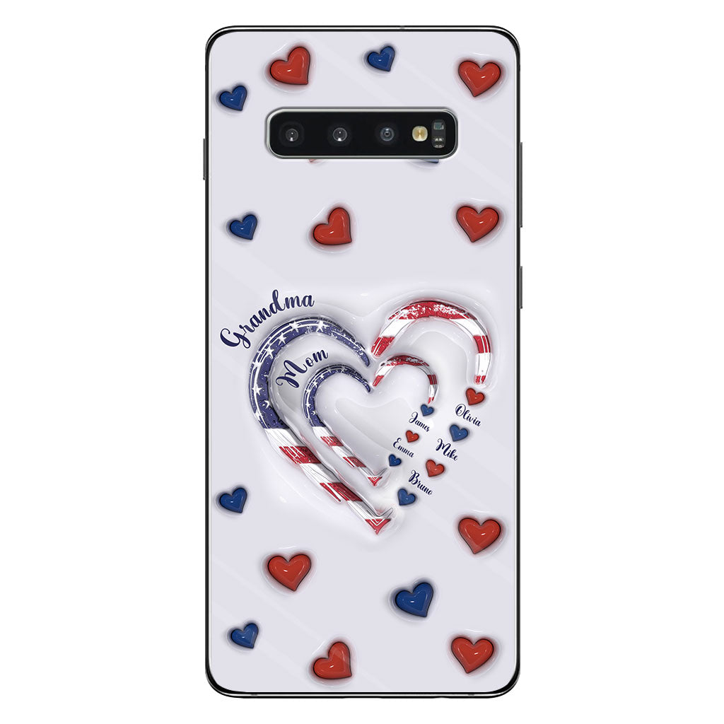 4th Of July Grandma's Hearts - Personalized Grandma Phone Case