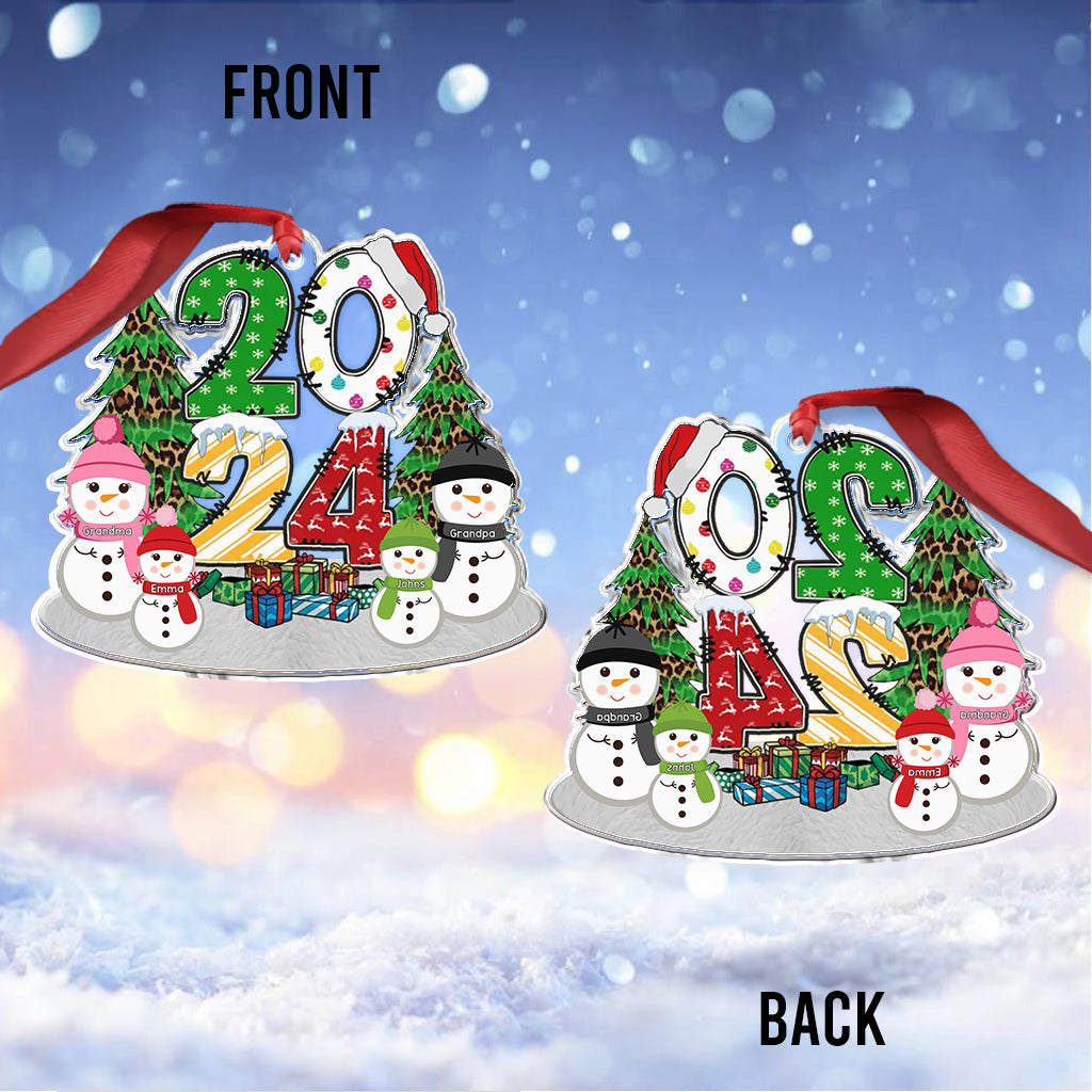 Adorable bonhomme de neige pour les petits-enfants - Ornement personnalisé pour grand-mère