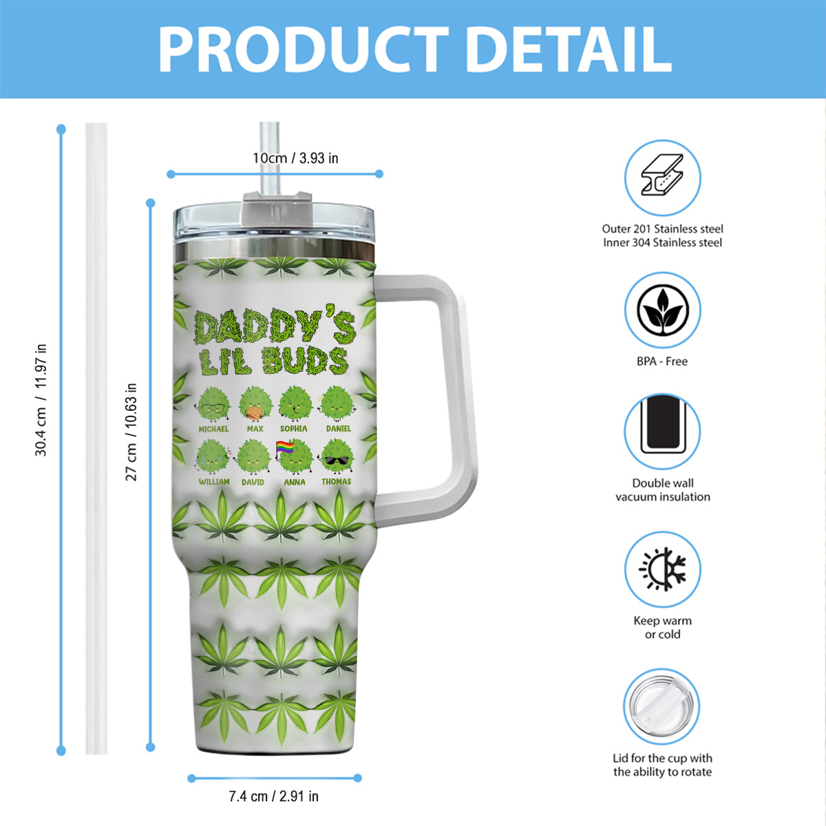 Dopest Dad Ever - Personalized Father Tumbler With Handle